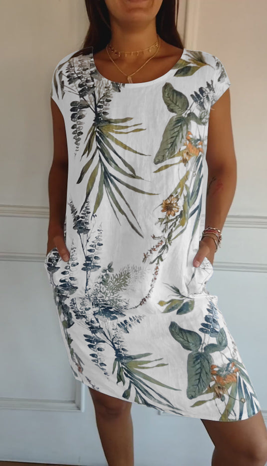 Comfortable dress with round neckline – Valentina-White-S-The Livary