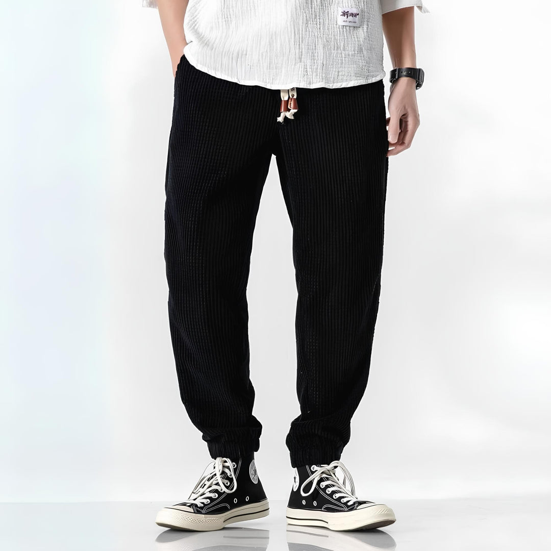 Unisex Ribbed Corduroy Trousers – Renji-Black-S-The Livary