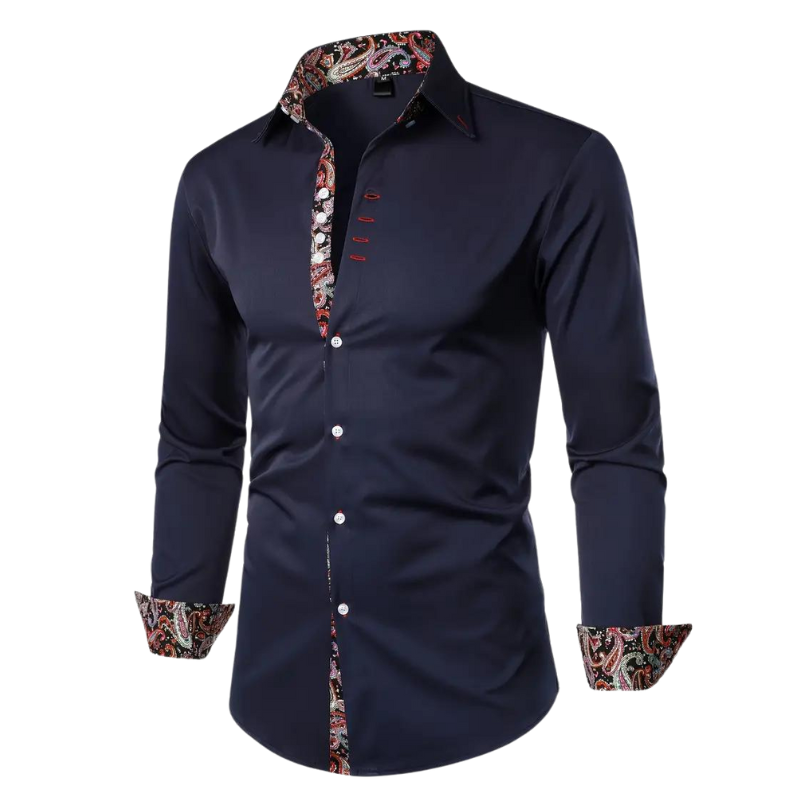 Elegant party shirt for men – Matteo-Dark blue-S-The Livary