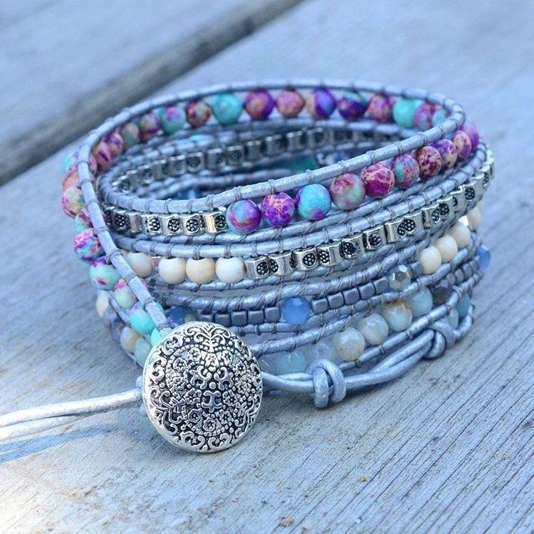 Turquoise Healing and Protection Wrap Bracelet - Selina-The Livary