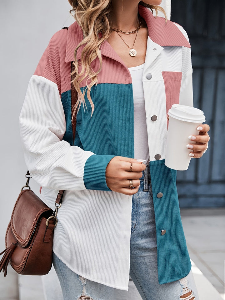 Colourful Blouse with Button Closure - Lina-Green/Pink-S-The Livary