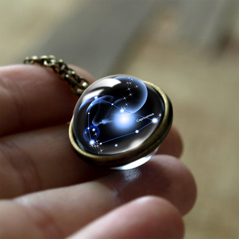 Glass 12 Zodiac Sign Protective Pendant - Sofia-Capricorn-The Livary