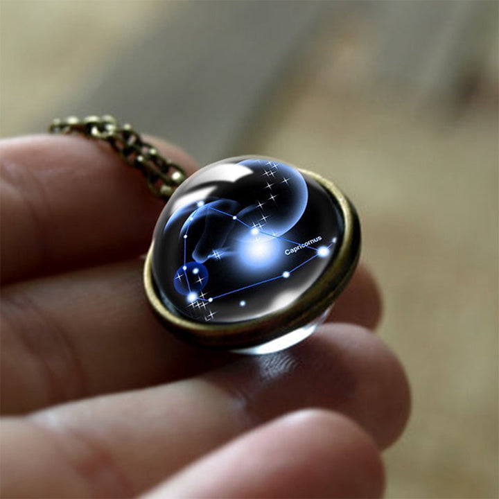 Glass 12 Zodiac Sign Protective Pendant - Sofia-Capricorn-The Livary