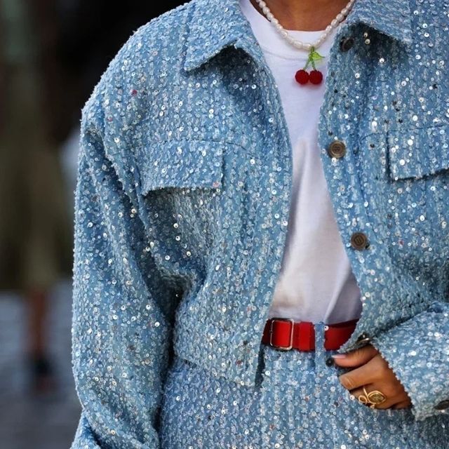 Denim Set with Sequins - Nova-Blue-XS-The Livary