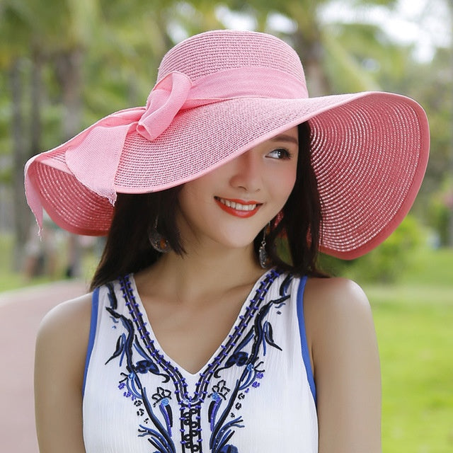 Ladies' straw hat with sun protection – Candy-Pink-The Livary