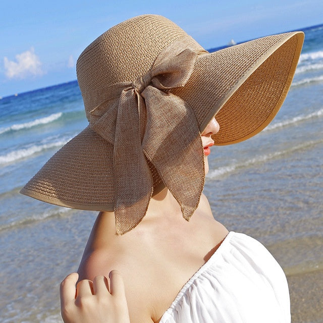 Ladies' straw hat with sun protection – Candy-Coffee-The Livary