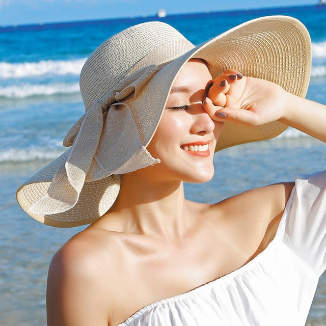 Ladies' straw hat with sun protection – Candy-Beige-The Livary