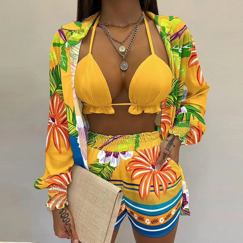 Stylish 3-piece summer outfit for the beach and pool - TropenGlow-Fluorescent yellow-S-The Livary
