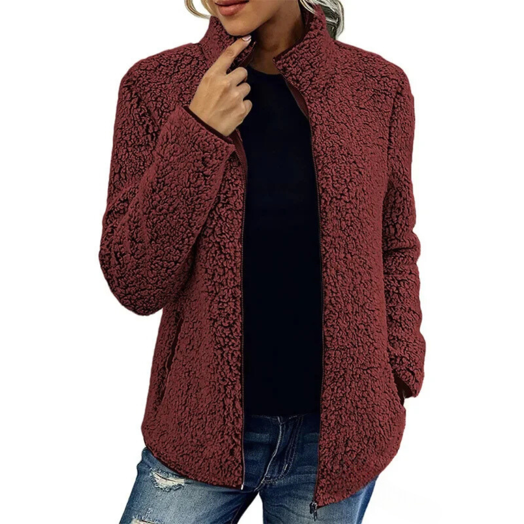 Comfortable Women's Fleece Vest - Petra-Bordeaux red-S-The Livary