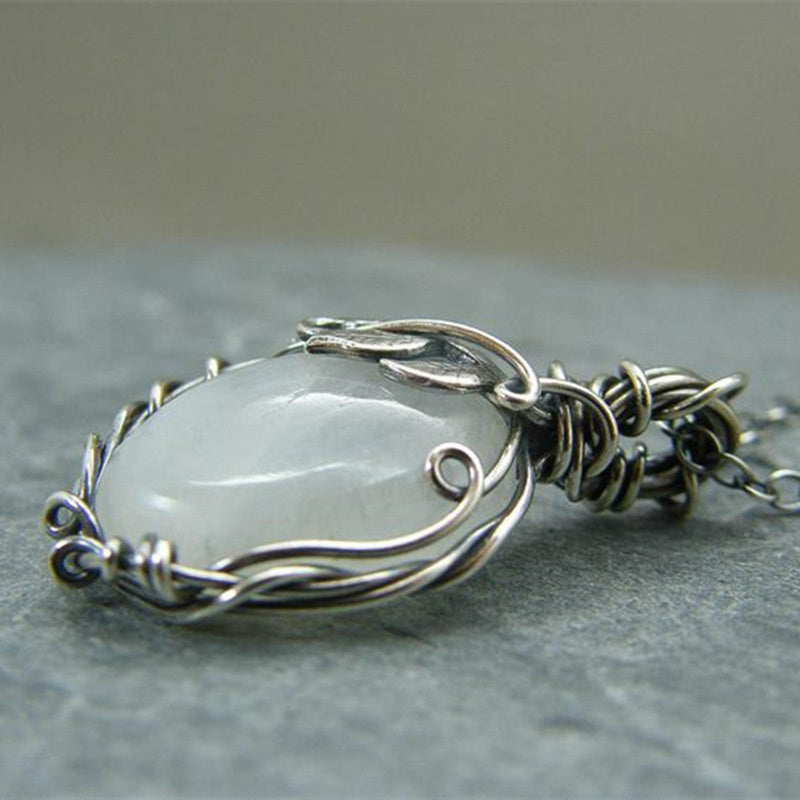 Retro Moonstone Necklace - Selene-The Livary