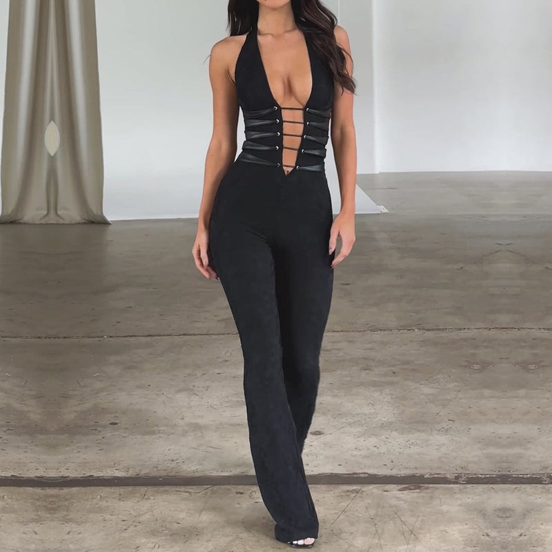 Black Transparent Lace-Up Jumpsuit – Noa-S-The Livary