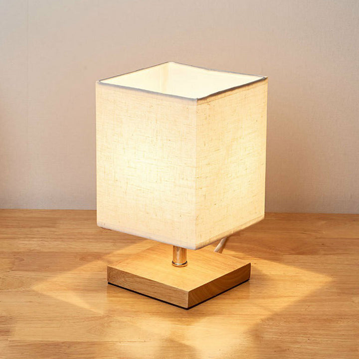 Stylish Minimalist Table Lamp - LinenWood-Square-The Livary