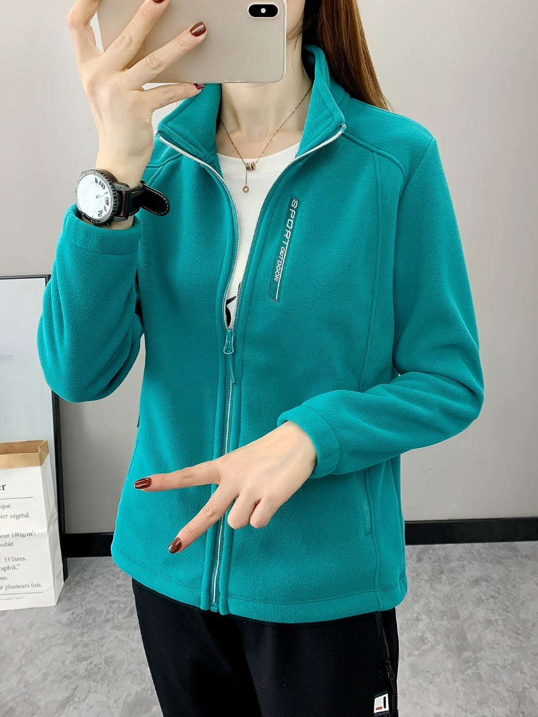 Breathable Fleece Jacket - Aurora-Green-XS-The Livary