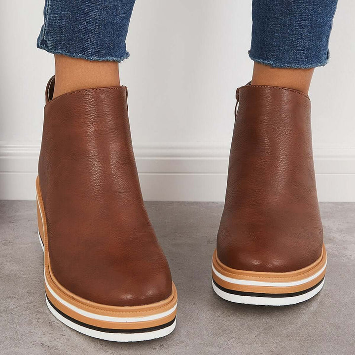 Trendy Ladies Ankle Boots with Zip and Platform - Alessia-Brown-4.5-The Livary