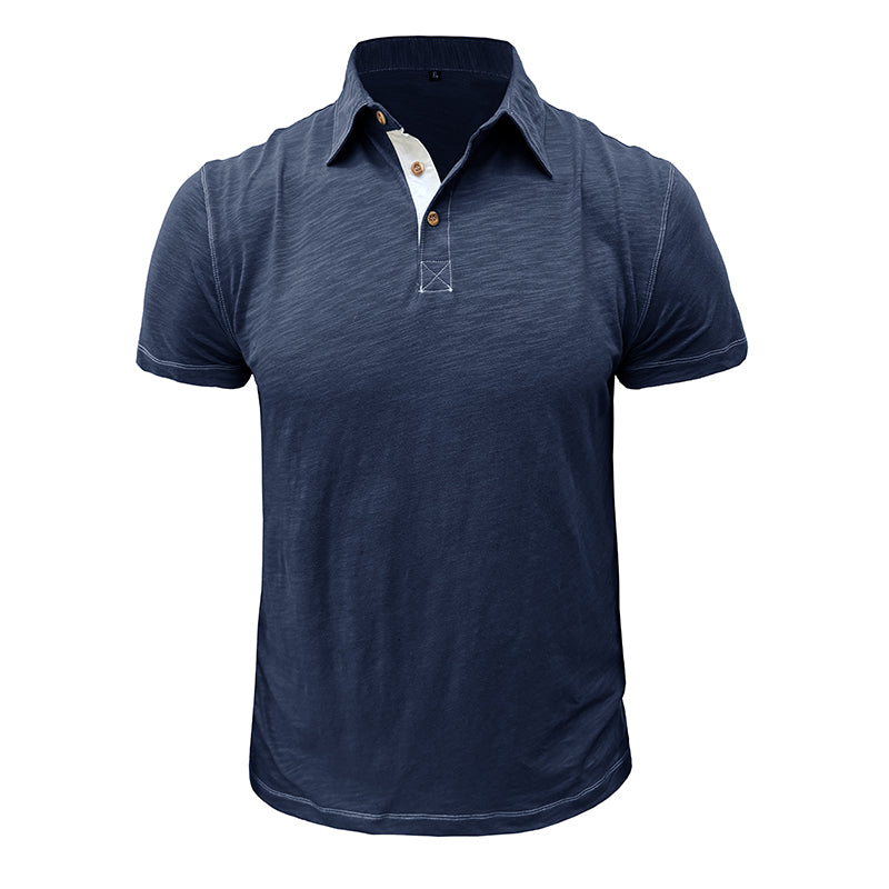 Men's Polo Shirt made of Soft Cotton – Matteo-Dark blue-S-The Livary