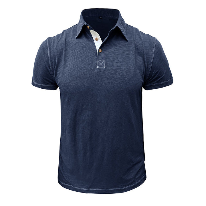 Men's Polo Shirt made of Soft Cotton – Matteo-Dark blue-S-The Livary
