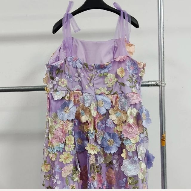 Tulle Cocktail Dress with Floral Appliqués - Rosalie-Purple-XS-The Livary