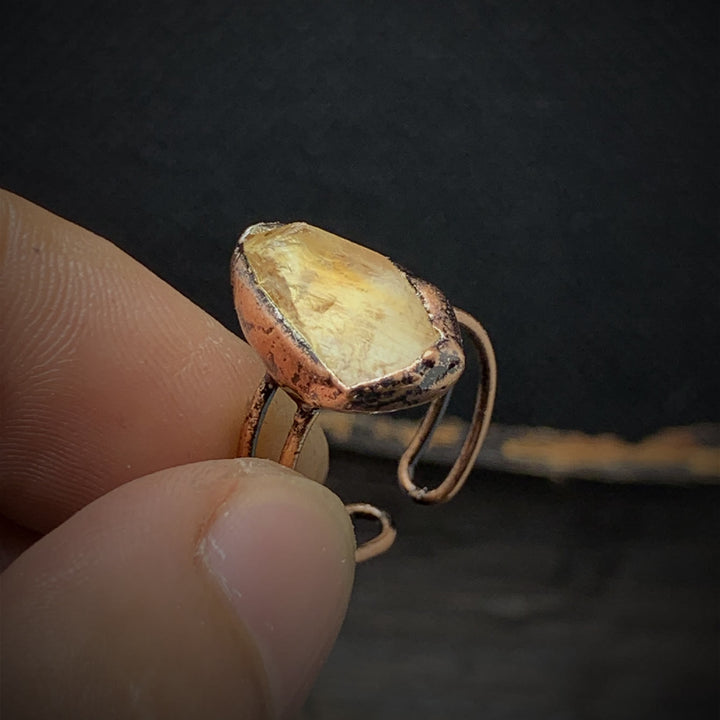 Natural Raw Birthstone Ring - Selina-January & Pomegranate-The Livary