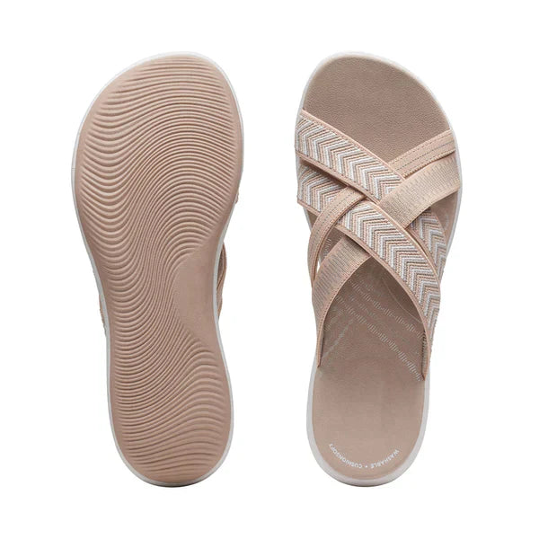 Airy summer shoes with orthopedic footbed & cushioning – Riva-Beige-3-The Livary