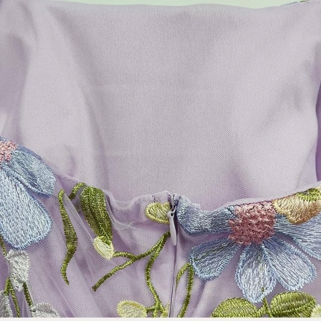 Tulle Cocktail Dress with Floral Appliqués - Rosalie-Purple-XS-The Livary