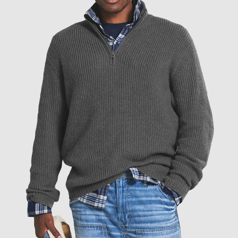 Business-Casual Men's Sweater with Zip - Vincent