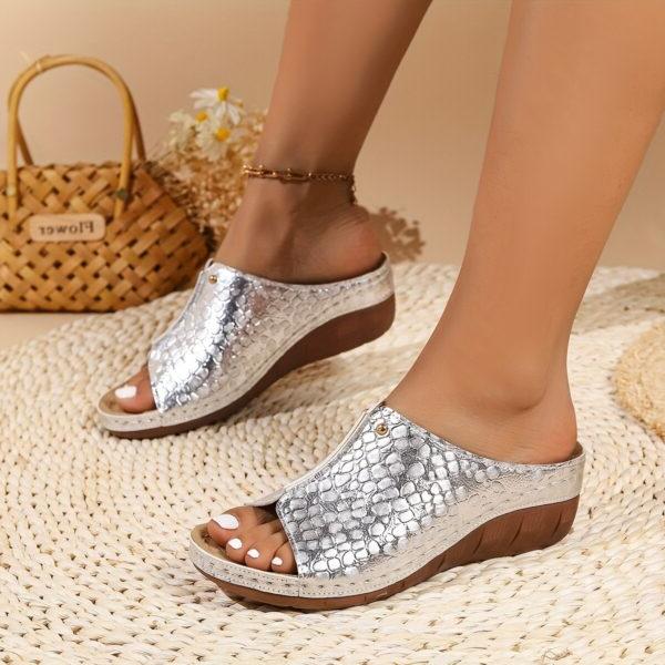 Orthopaedic comfort sandals for women – Amalia-Silver-3-The Livary