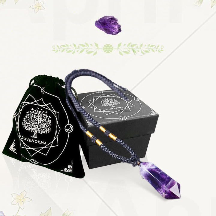 Natural Crystal Amethyst Healing Necklace - Lyra-Amethyst-The Livary