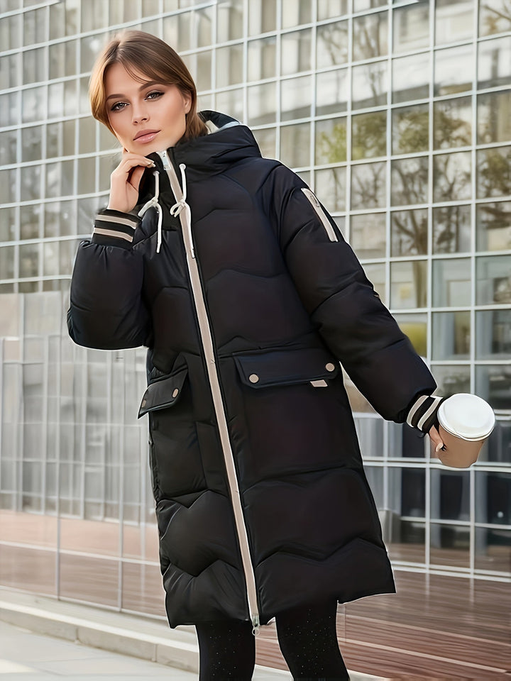 Warm Quilted Hoodie Jacket with Zip - Valencia-Red-S-The Livary