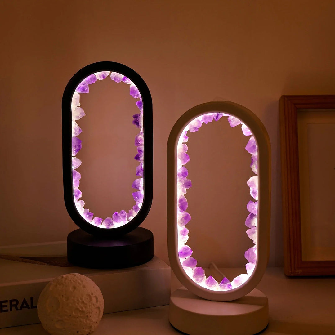 Handmade Amethyst Lamp - Serenith-Amethyst Raw Black-The Livary