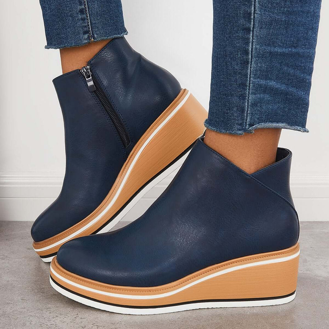 Trendy Ladies Ankle Boots with Zip and Platform - Alessia-Black-4.5-The Livary