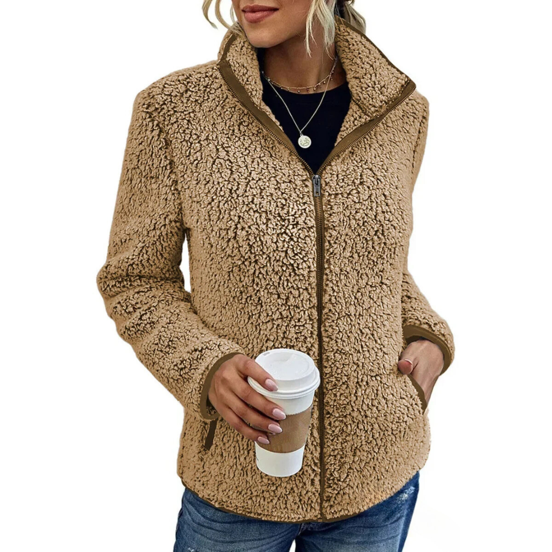 Comfortable Women's Fleece Vest - Petra-Khaki-S-The Livary