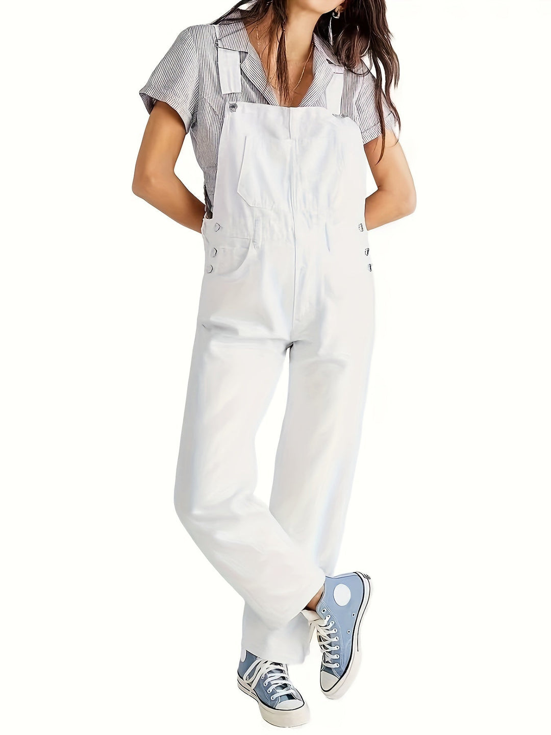 Stylish ladies' denim jumpsuit for everyday wear - CityEase-White-XS-The Livary