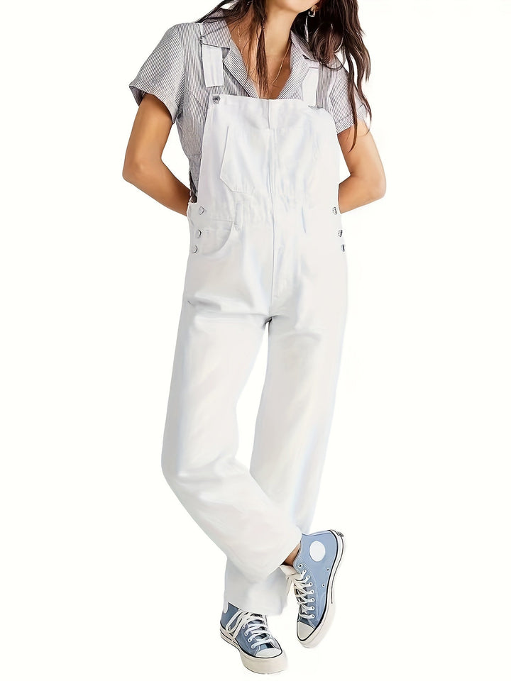 Stylish ladies' denim jumpsuit for everyday wear - CityEase-White-XS-The Livary