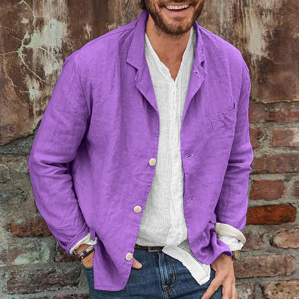 Light summer jacket made of a linen-cotton blend for men - Casper-Purple-S-The Livary