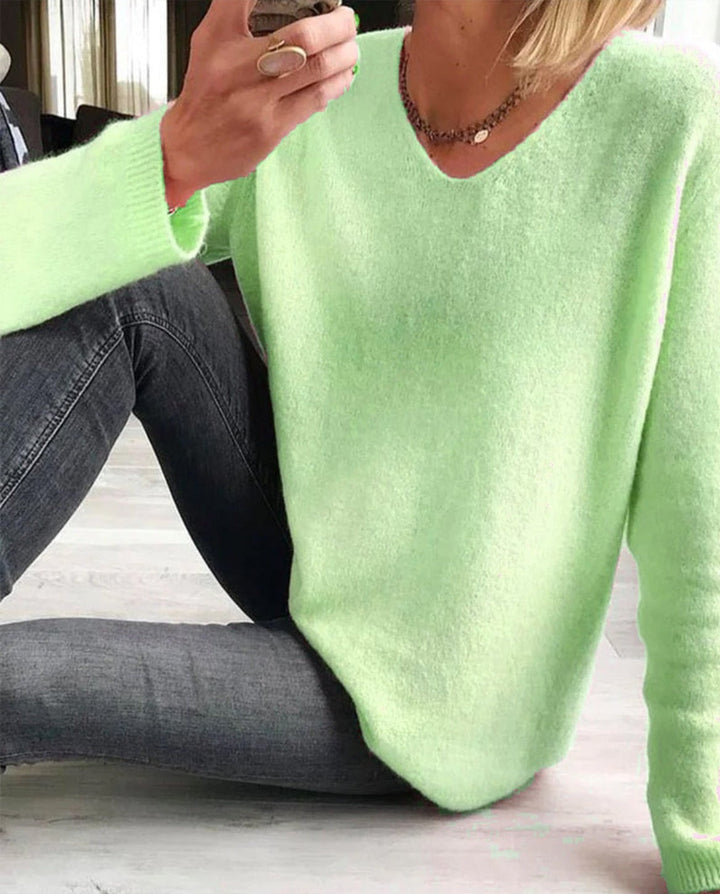Casual Plain Women's Sweater - Sophie-Green-S-The Livary