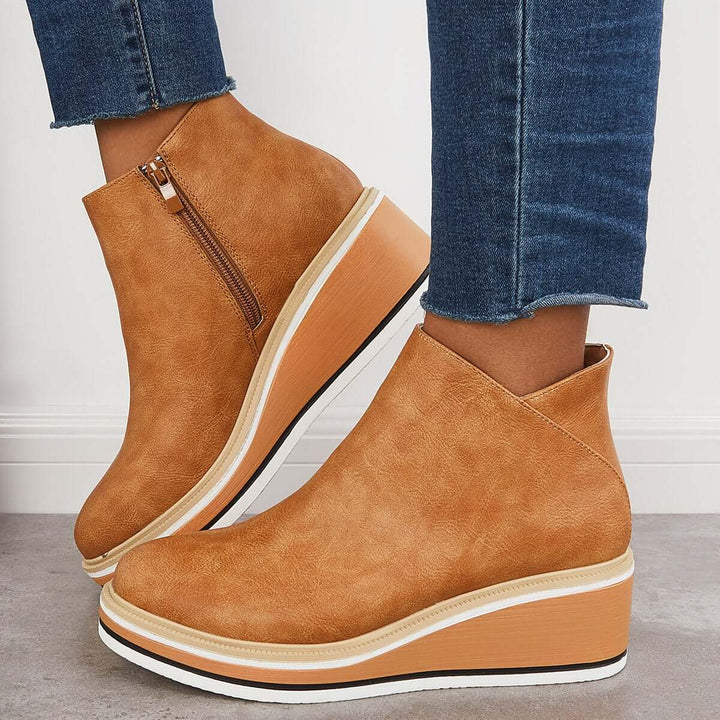 Trendy Ladies Ankle Boots with Zip and Platform - Alessia-Black-4.5-The Livary