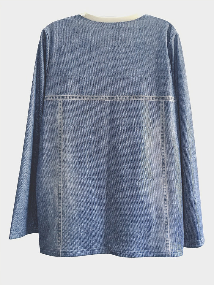 T-shirt with Cat Print and Trendy Colour Block Details - Celeste-S-The Livary