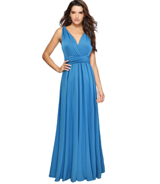 Wrap dress for women – Versatile & transformable with over 50 styling variations – Mira-Blue-S-The Livary