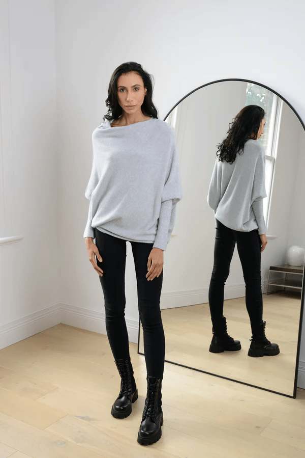 Trendy Off-Shoulder Sweater for Women - Livia-Light grey-S-The Livary