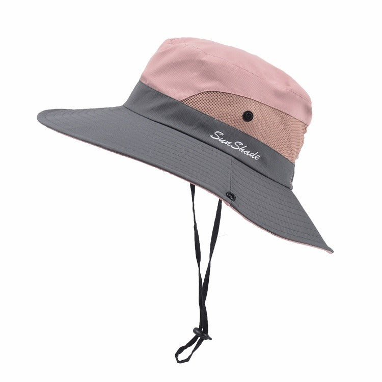 Stylish women's UV protection sun hat with a wide brim – Livia-Pink-The Livary