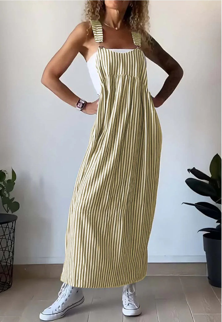 Stylish Striped Casual Jumpsuit with Comfort Cut – Liana-Yellow-S-The Livary