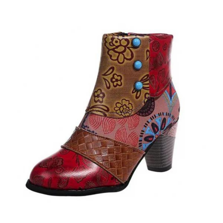 Stylish Retro Leather Women's Boots - Livia-Red-3.5-The Livary