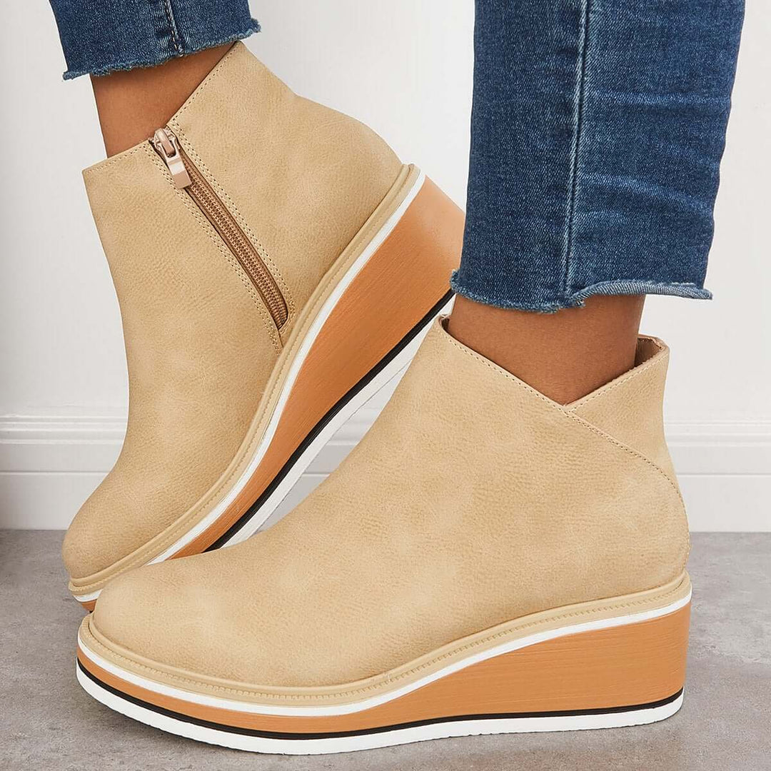 Trendy Ladies Ankle Boots with Zip and Platform - Alessia-Black-4.5-The Livary