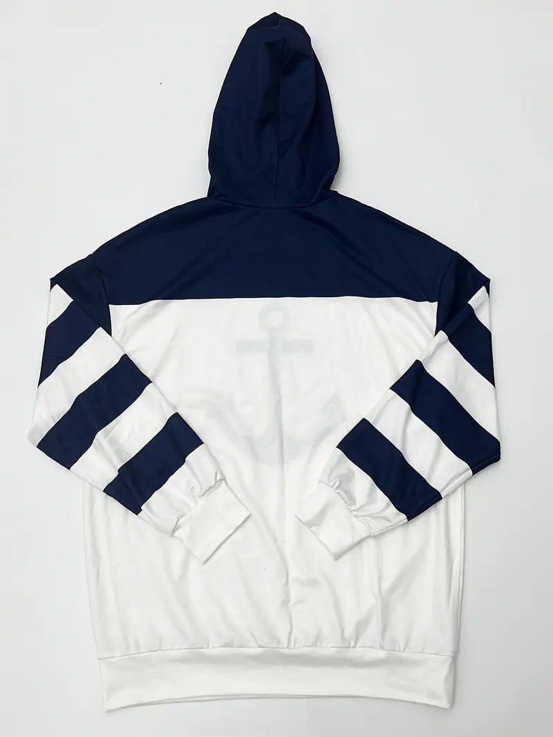 Hoodie with Anchor Print - Nautical Vibes-S-The Livary