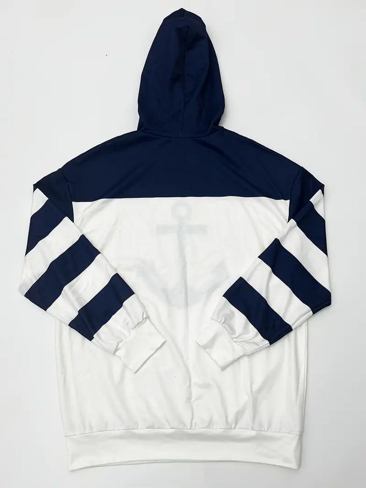 Hoodie with Anchor Print - Nautical Vibes-S-The Livary