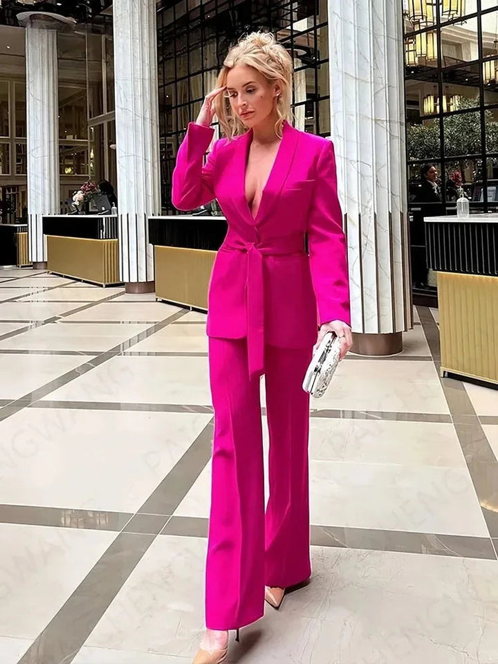 Stylish 2-Piece Women's Suit - Lena-Pink-XS-The Livary