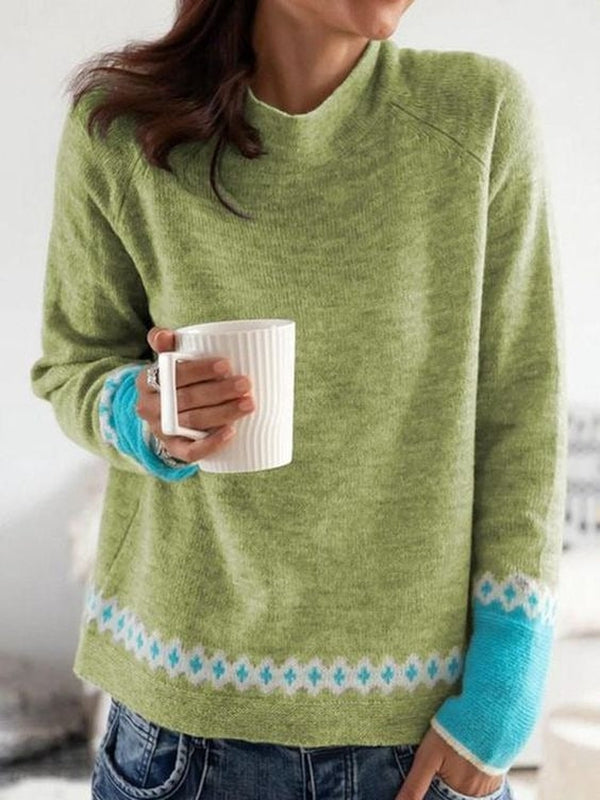 Comfortable Green Women's Sweater - Elin-S-The Livary