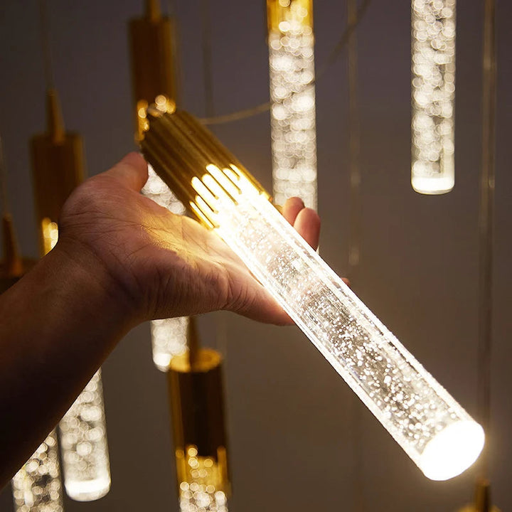 Glass Pendant Lamp in Cylindrical Shape - Lustreau-Gold-1 lamp-The Livary