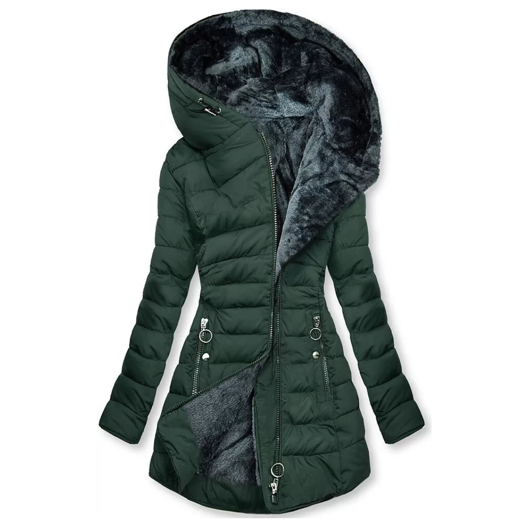 Padded Waterproof Ladies Winter Coat – Freja-Dark green-S-The Livary
