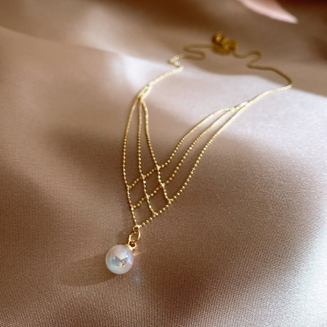 Woven Pearl Necklace - Mariela-The Livary